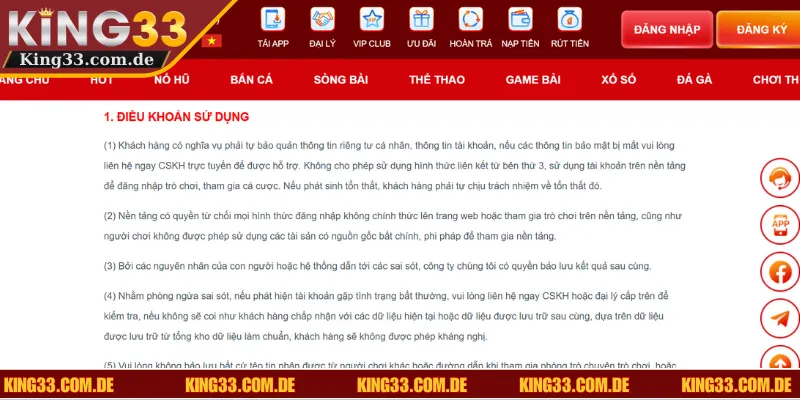 Điều khoản sử dụng giúp định hình cách các hội viên tham gia cá cược